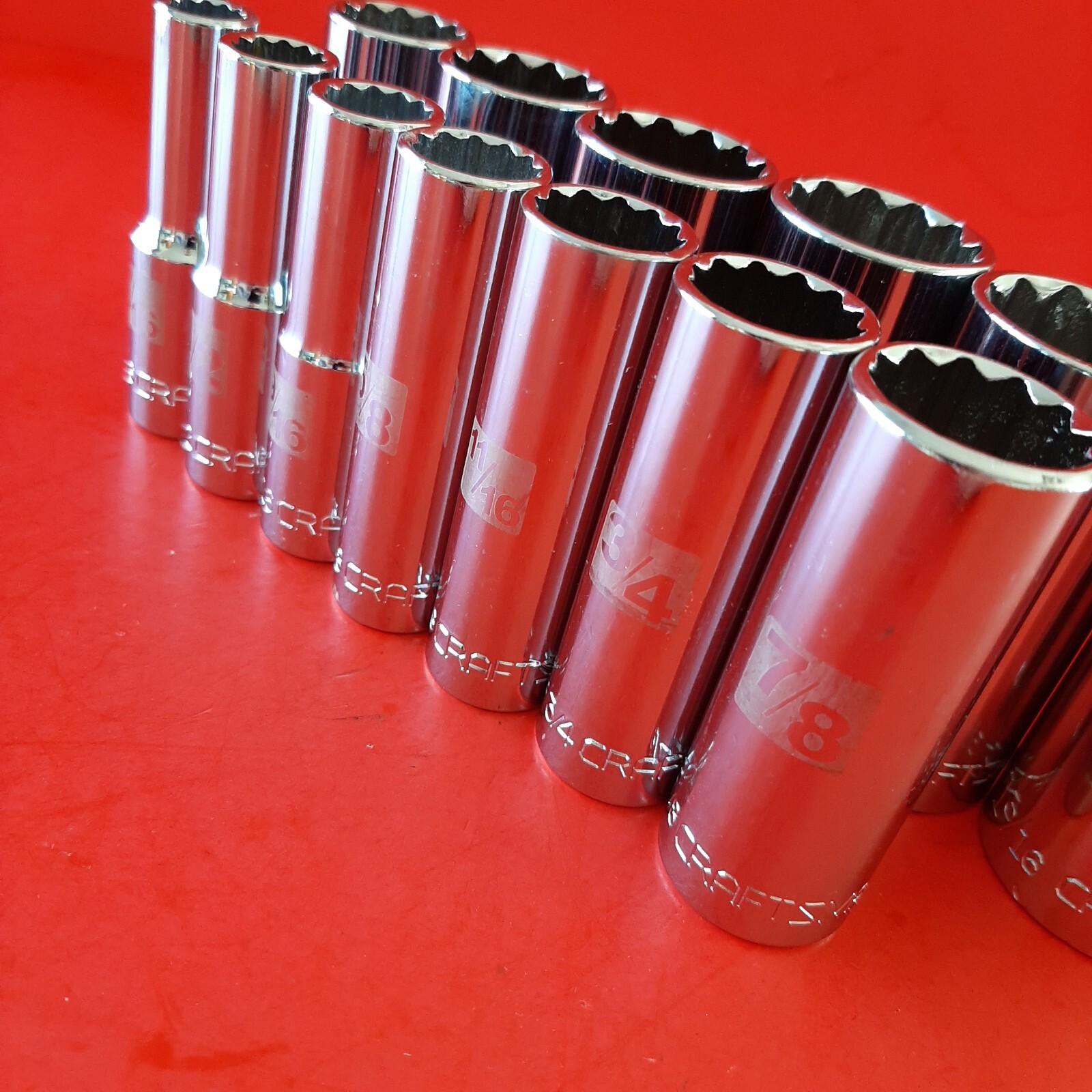 NEW CRAFTSMAN Easy Read 13pc 1/2″ Drive Deep 12pt SAE Socket Set 7/16 – 1 3/16