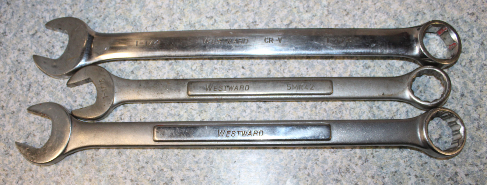 3-Used WESTWARD Combination Wrenches 36A287 1-1/4 5MR42 1-1/16 & 5MR44 1-1/4
