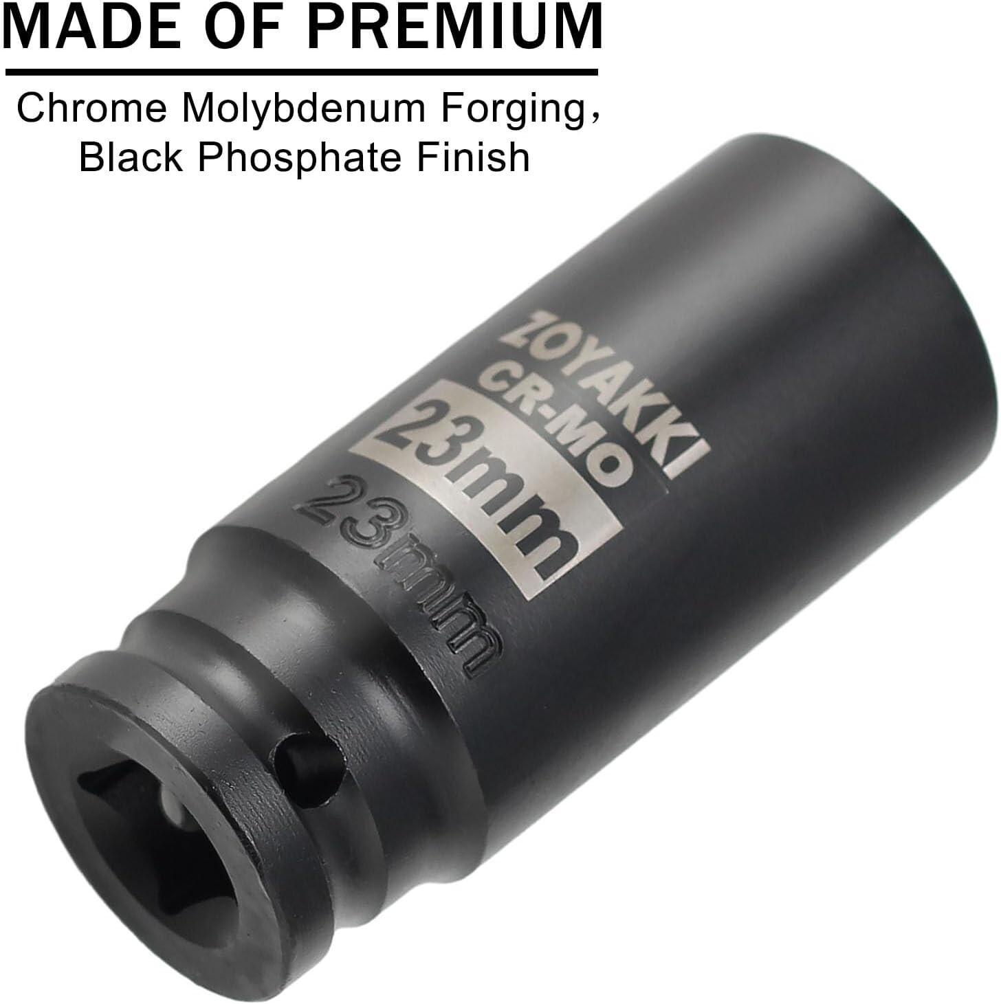 Efficient 1/2″ Drive 23mm Impact Socket with Laser Etched Marking for Precision