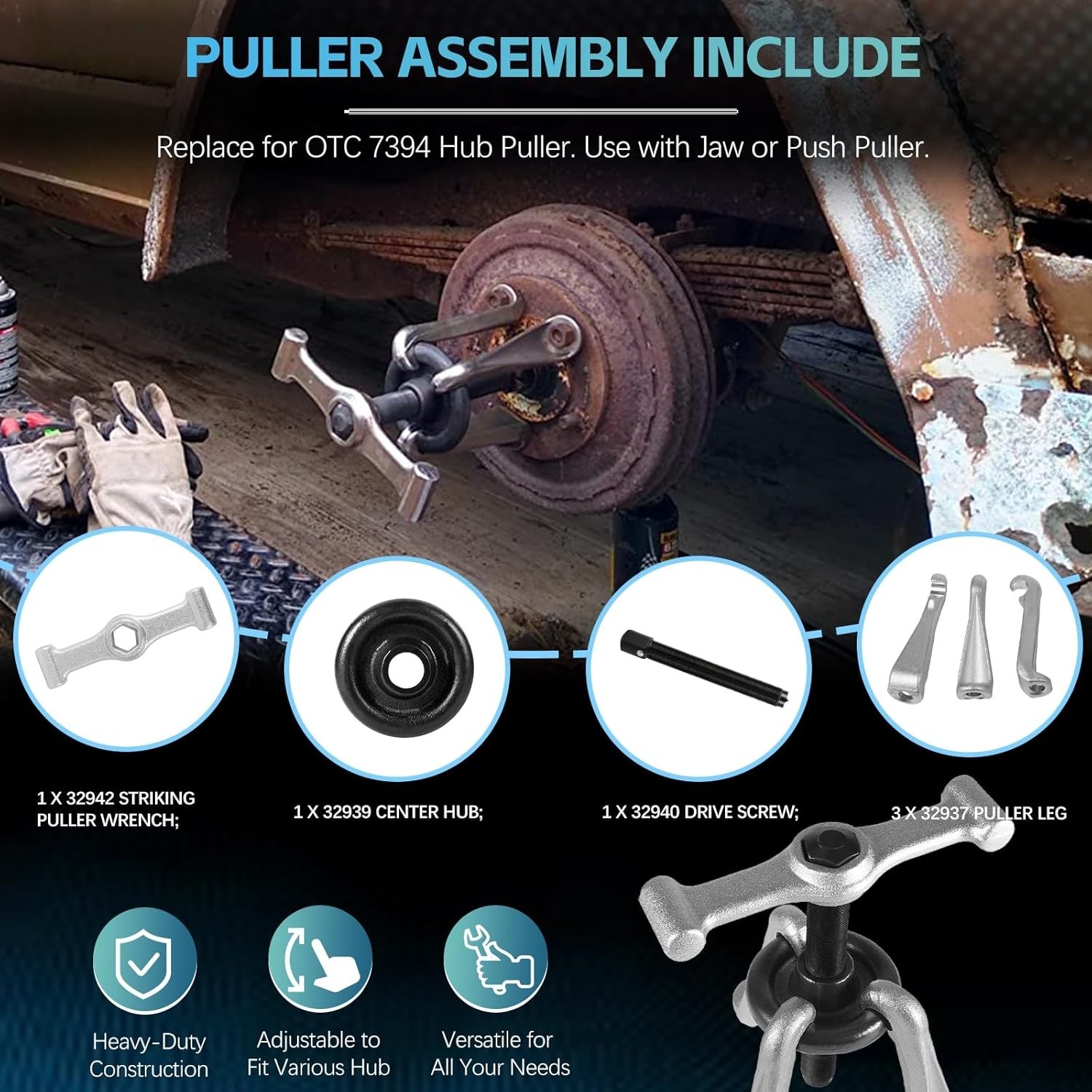 NEW Universal 7394 Hub Puller Heavy Duty Wheel Hub Brake Drum Removal Tool