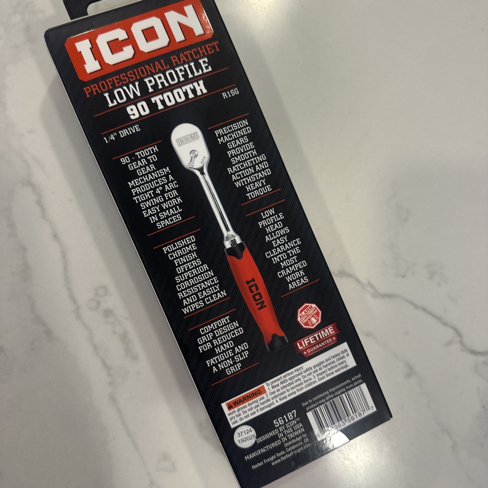 ICON 3/8 In. Drive Professional Low-profile 90-Tooth Ratchet Comfort Grip