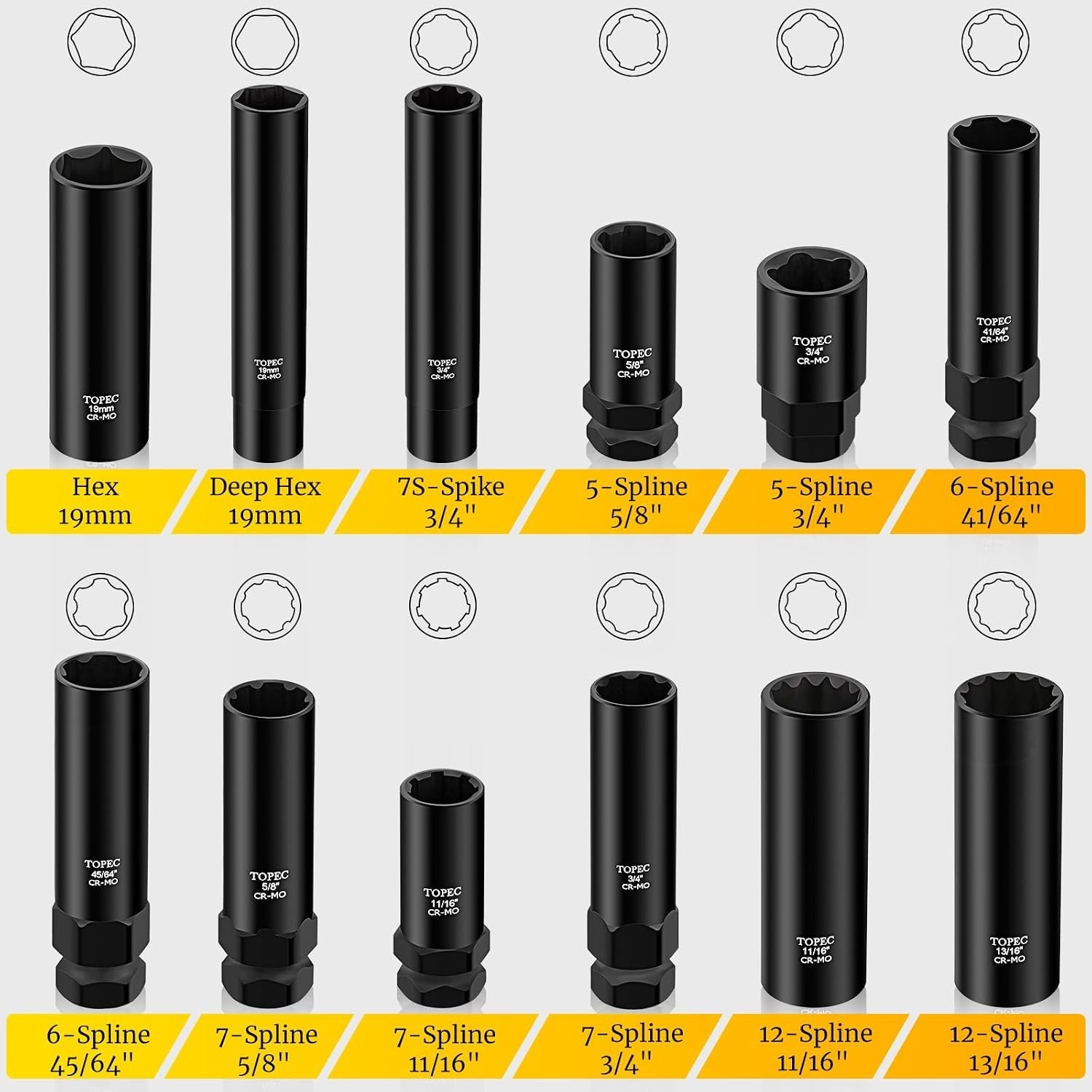 12PCS Spline Lug Nut Socket Set – Universal Removal Tool