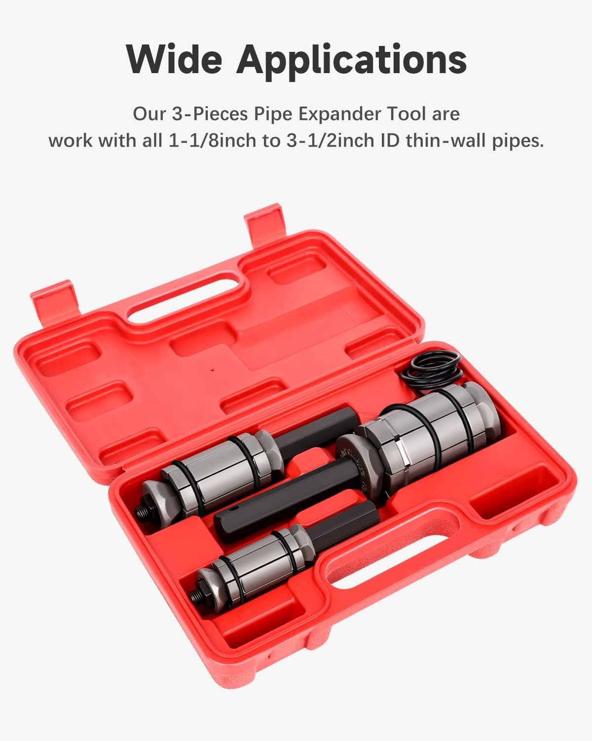 Exhaust Tail Pipe Expander Tool Set – 1-1/8″ to 3-1/2″ Muffler Tube Spreader
