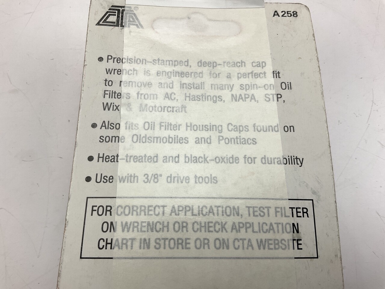 CTA A258 Cap Type Oil Filter Wrench – 74MM X 15 Flute, 3/8″ Drive