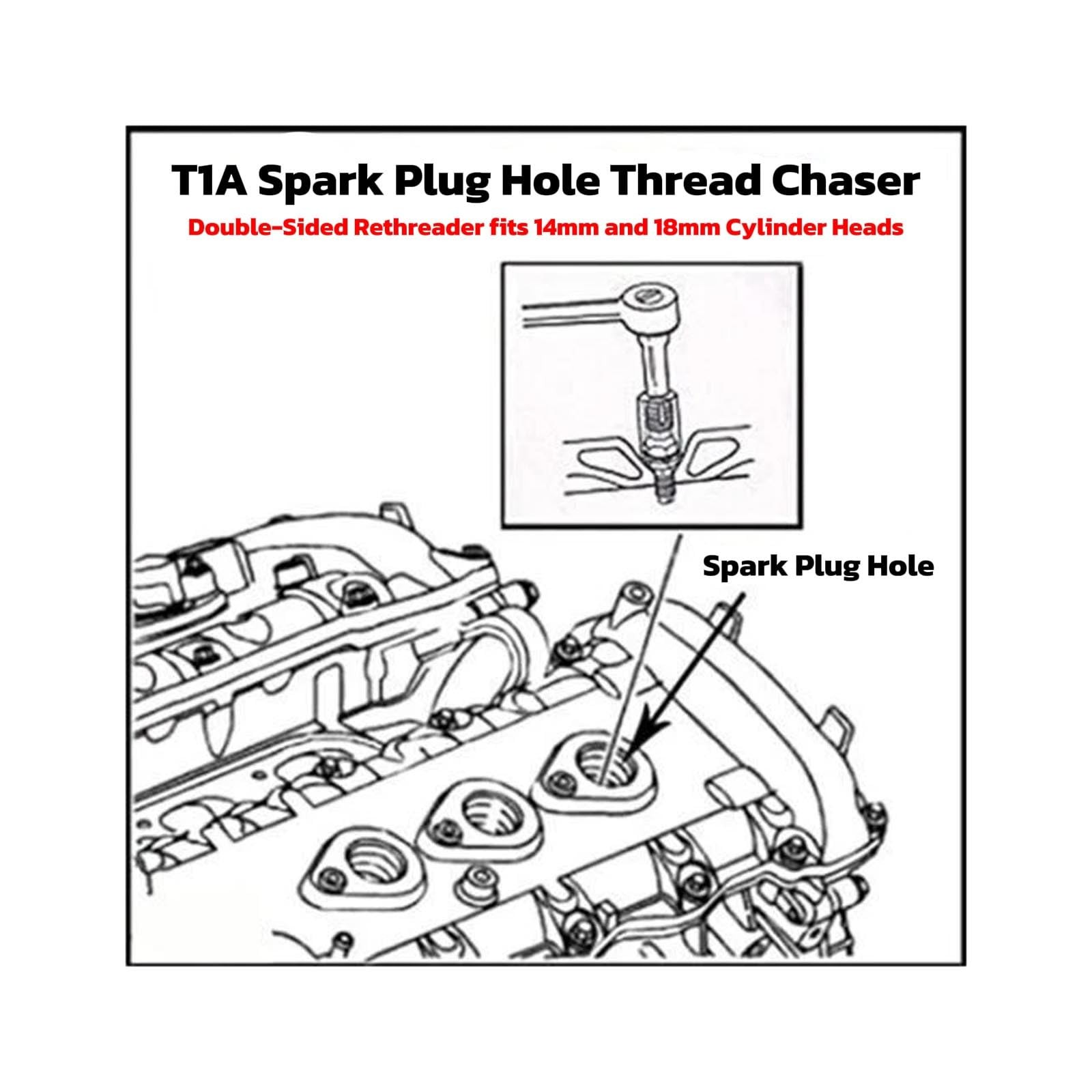 2 Pack Spark Plug Thread Chaser, Black Steel Automotive Tool with 13/16″ Hex…