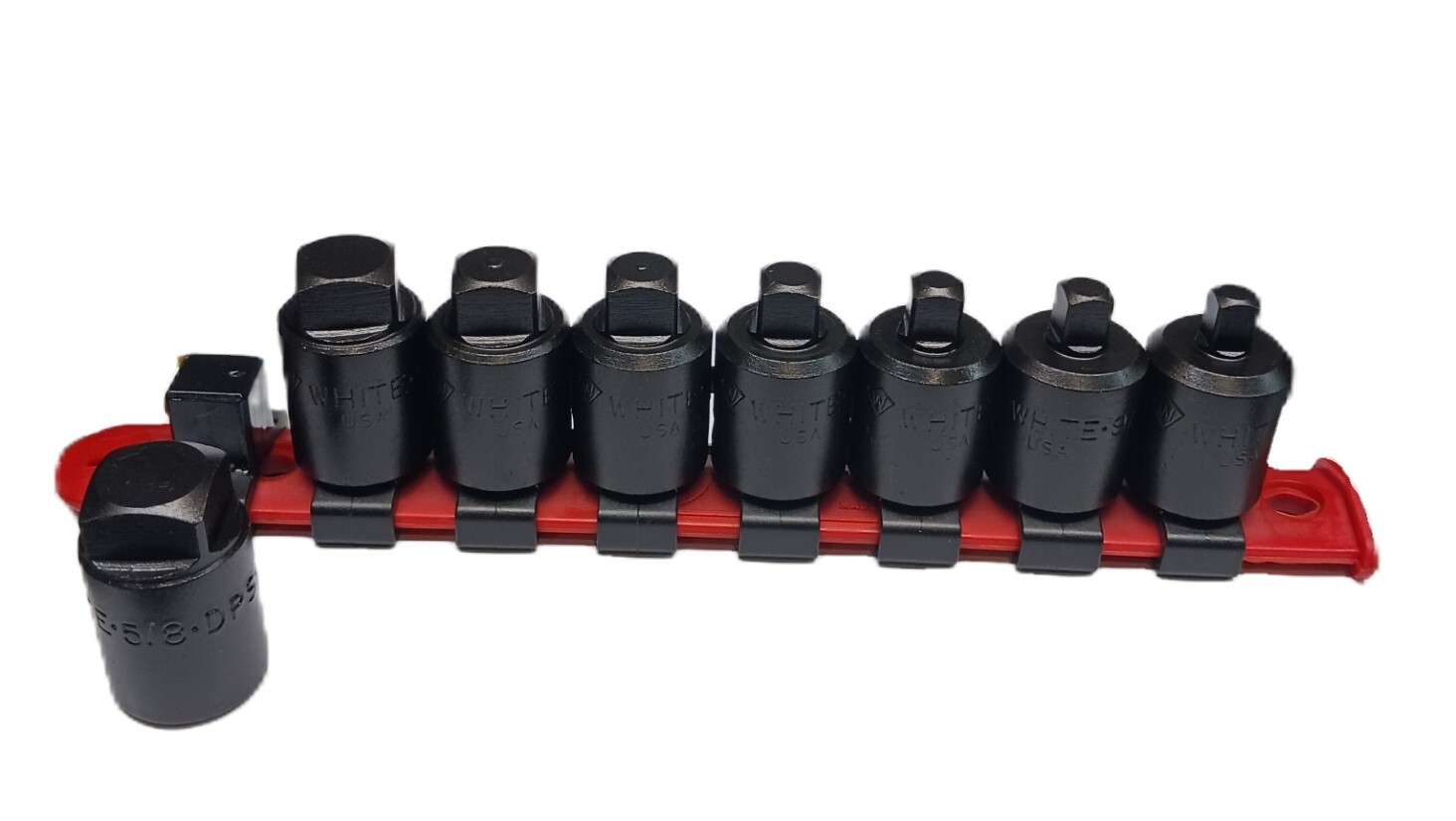 WHITE USA 1/2″ DRIVE DRAIN PLUG SOCKET SET WITH CLIP RAIL