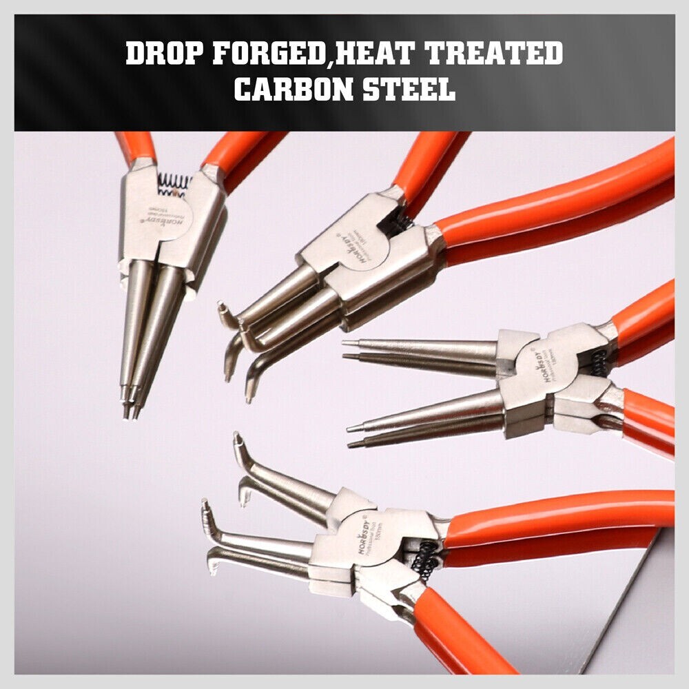 4-piece Snap Ring Pliers Set 7-inch Internal/External Circlip Plier Heavy Duty