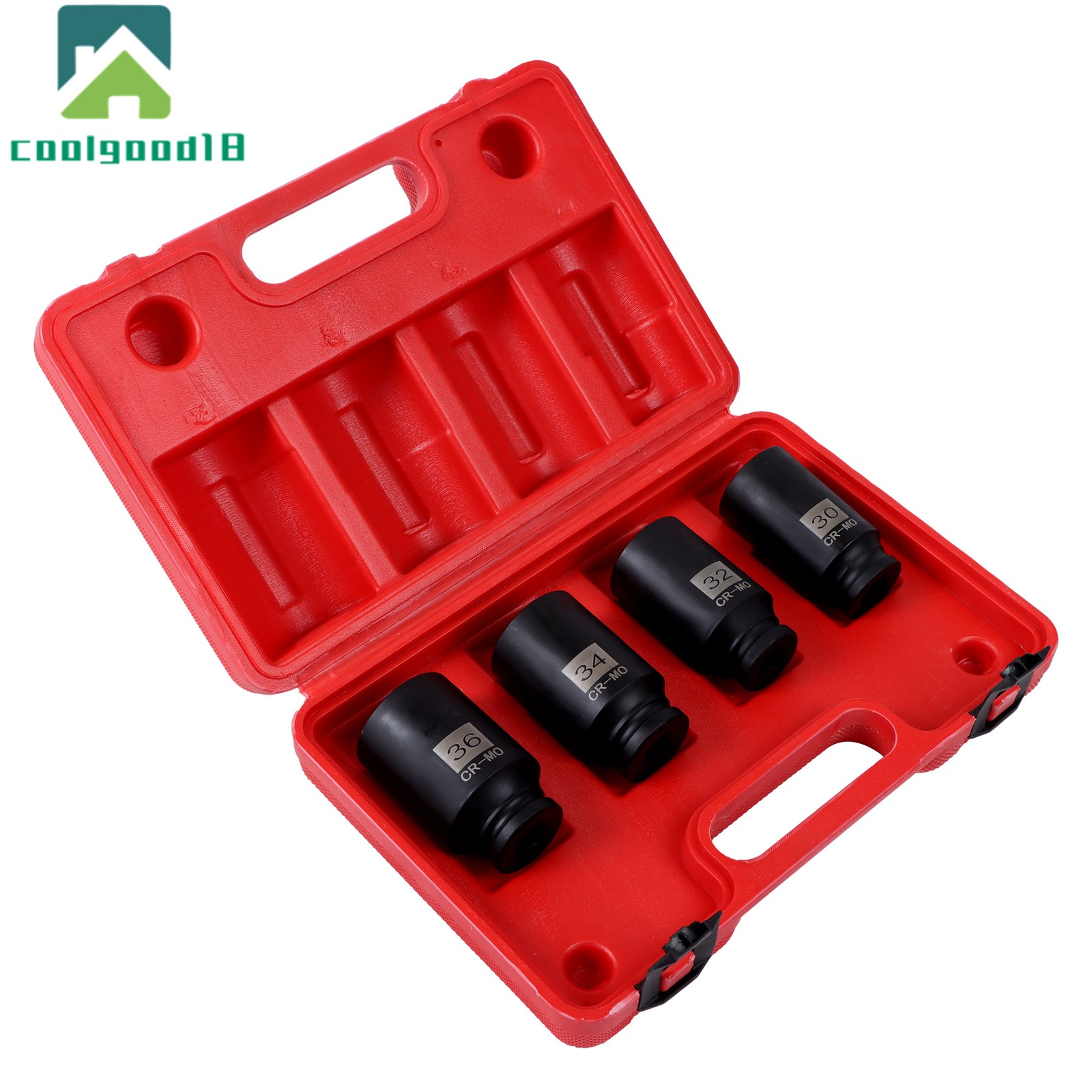 12 Point 4Pcs 1/2″ Drive Spindle Axle Nut Socket Set 30mm 32mm 34mm 36mm