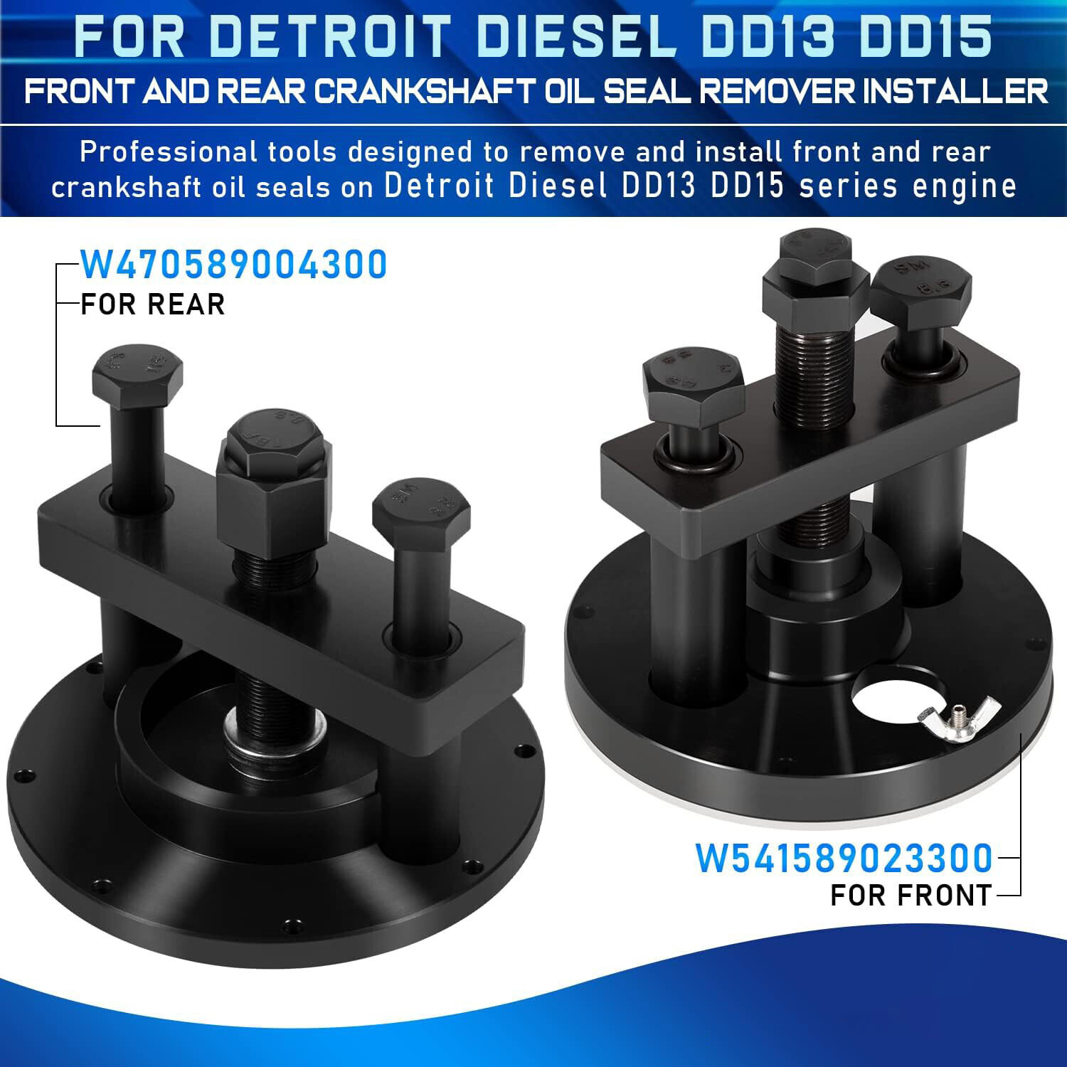 For Detroit DD13 DD15 Front & Rear Crankshaft Oil Seal Remove Install Tools Kit