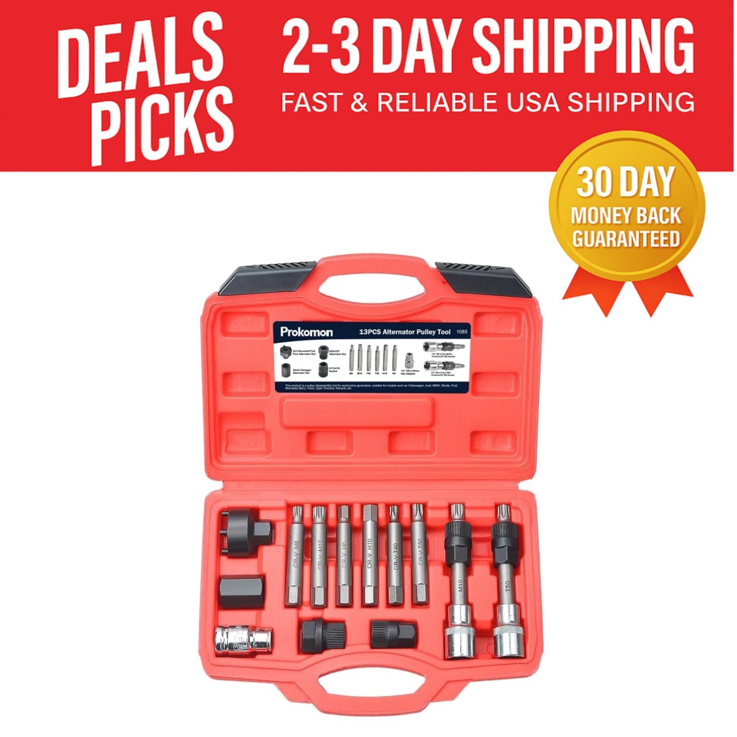 13-Piece Alternator Pulley Tool Kit for Smooth Vehicle Repairs – Chrome Vanadium