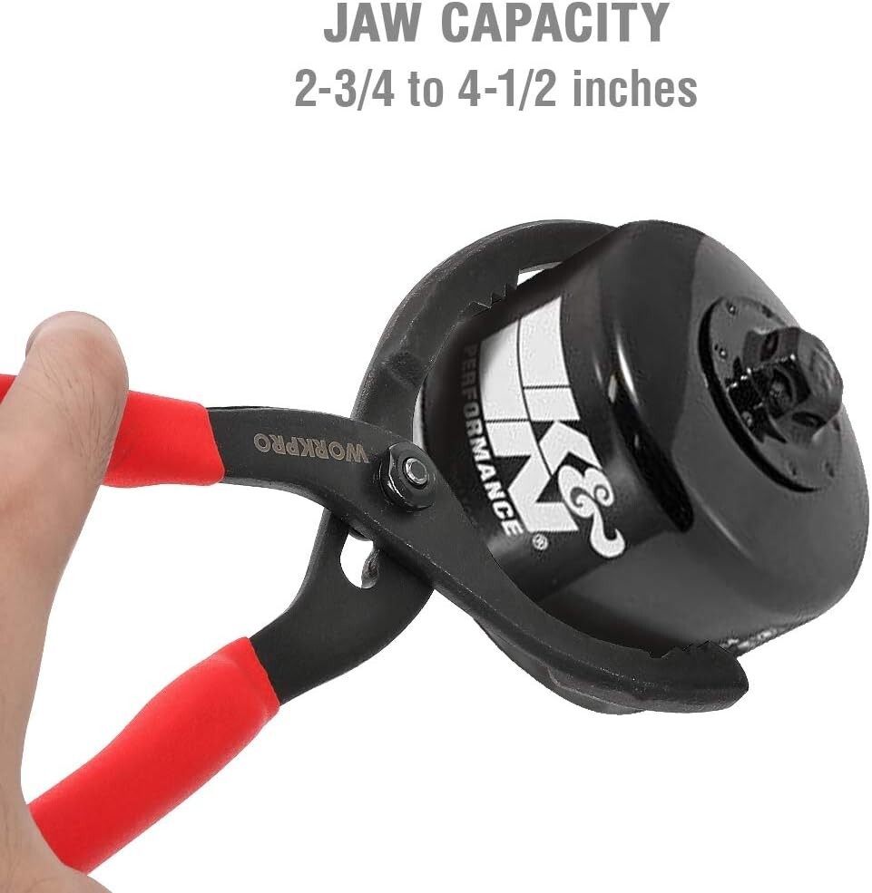 Professional 12″ Oil Filter Pliers with Soft Nonslip Grips for Easy Handling