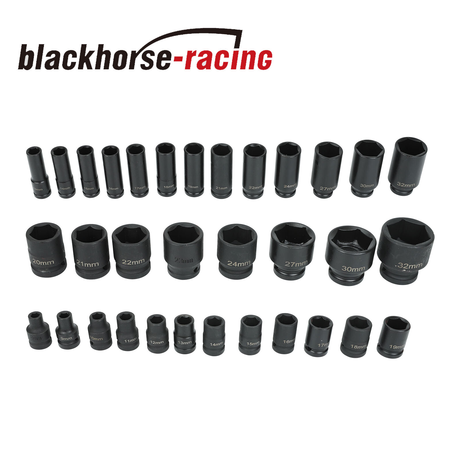 35PCS Deep Impact Socket Set 1/2″ Drive 6 Point Metric Garage Tool 8mm – 32mm