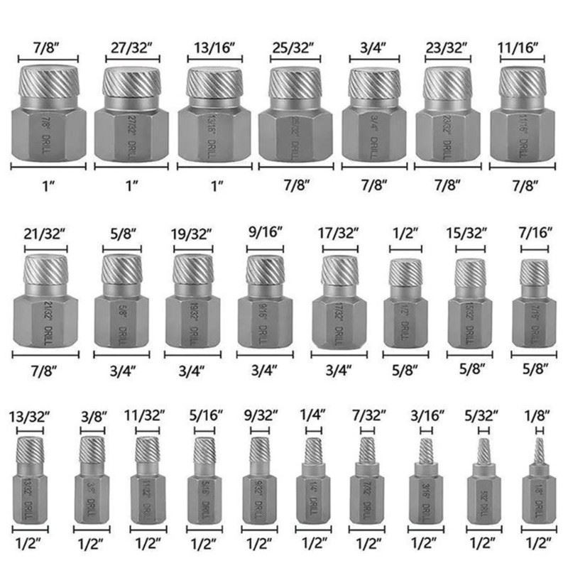 Screw Extractor Kit for Removing Broken Screws, Bolts, Studs, Fittings,Easy Out