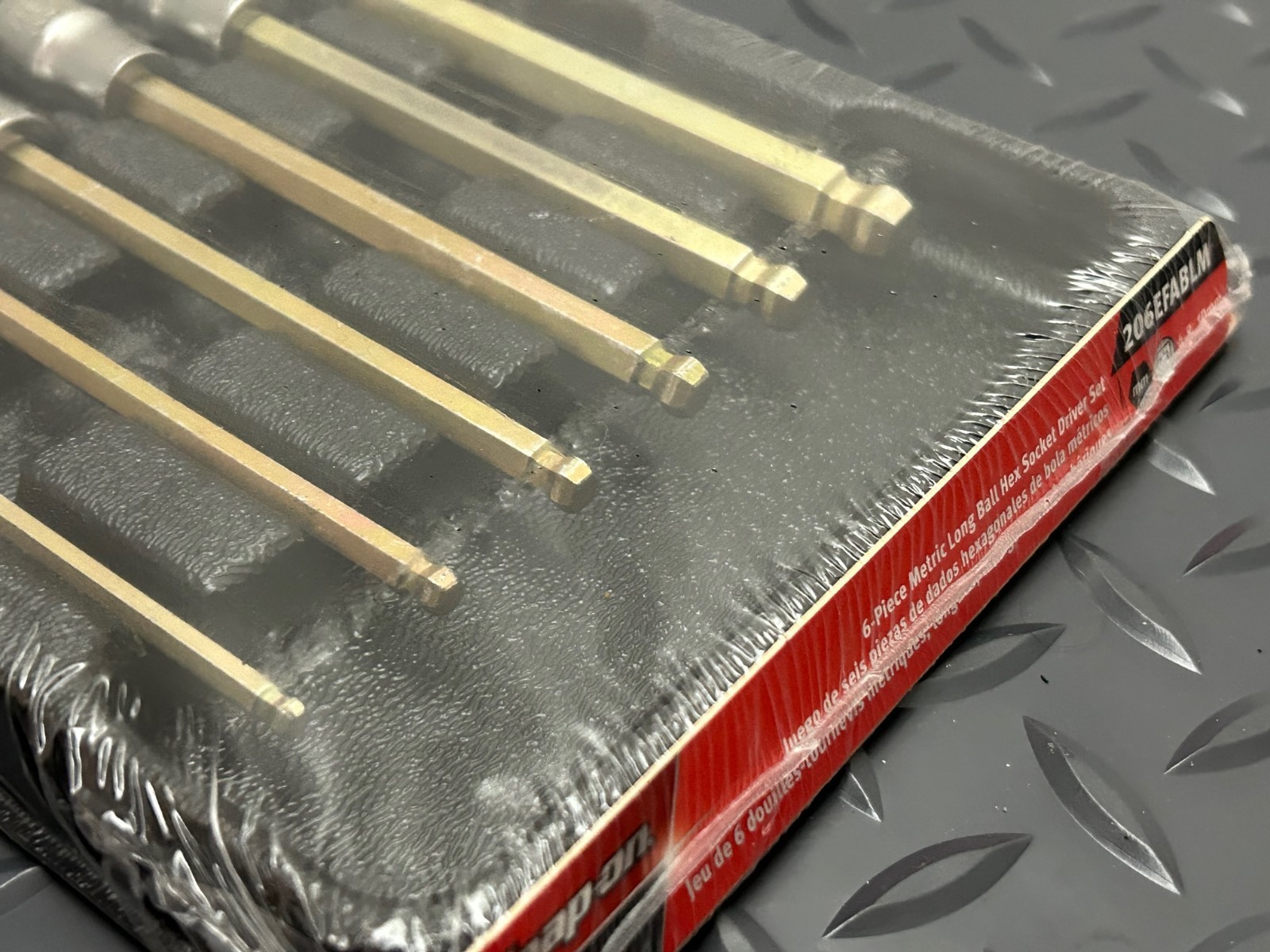Snap-on 206efablm 6 pc 3/8 drive 4-8,10mm long ball hex driver set sealed USA