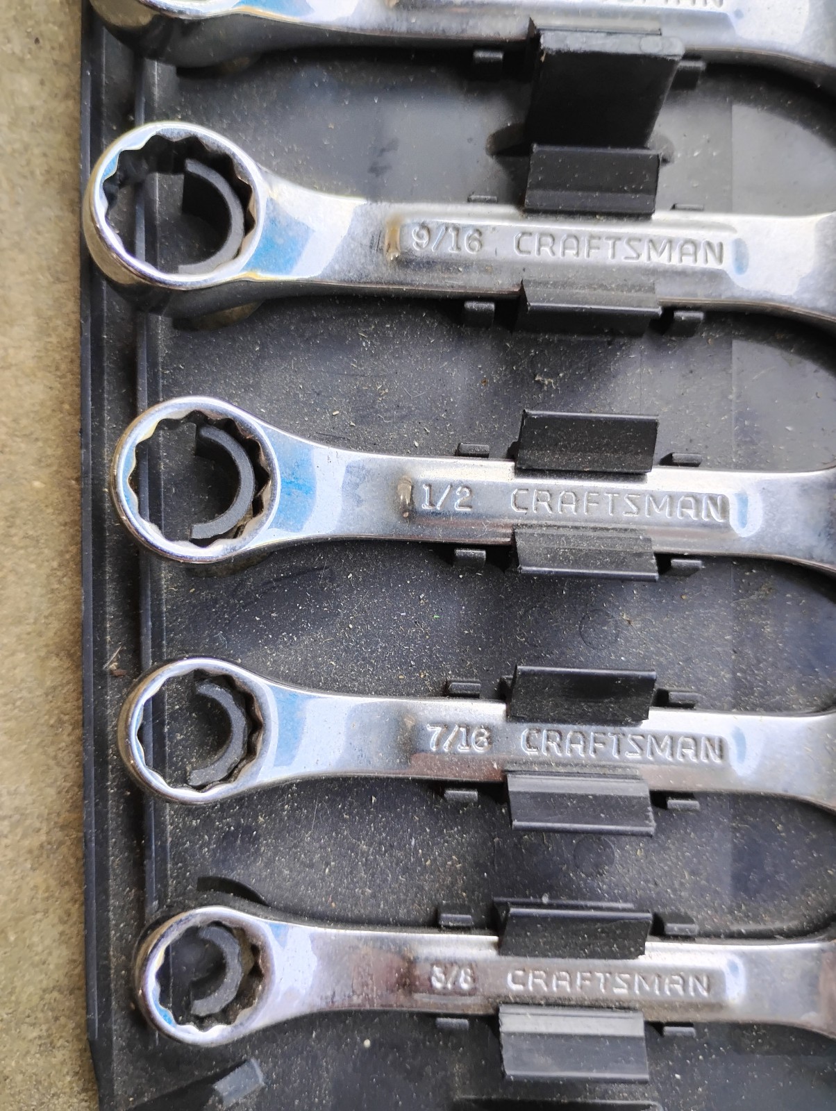 VTG CRAFTSMAN STUBBY SAE COMBO WRENCH SET 3/8-3/4 44109 W/RACK