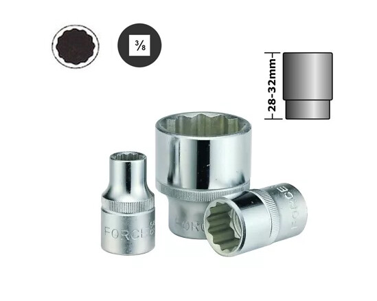 Force/Selta Brand 3/8″ Dr. 12pt Double Hex Socket Metric & Imperial Size Options