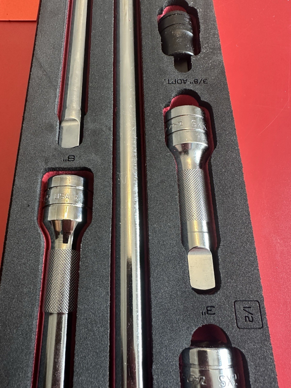 Snap On 9 pc 1/2 Drive Knurled Extension Accessory Set with PRO-FI Organization.