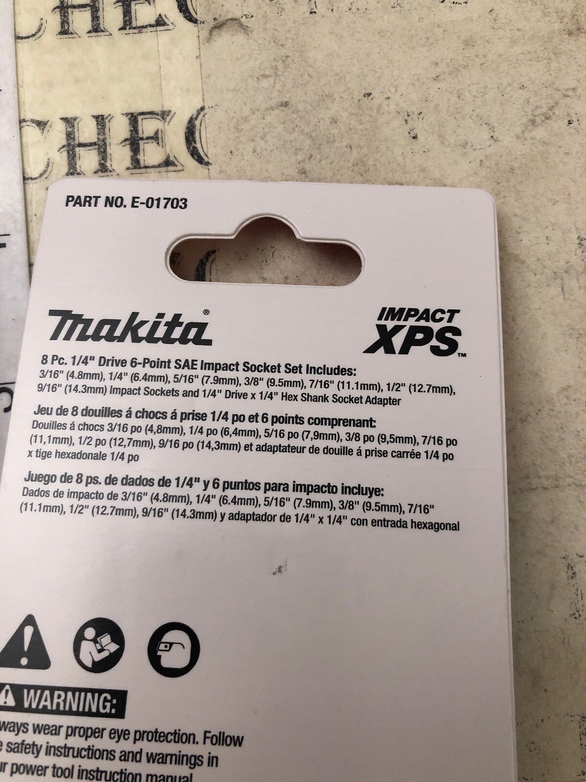 new Makita Impact Xps 1/4” Socket Set SAE 6 Point Drive Total 8 Pc.