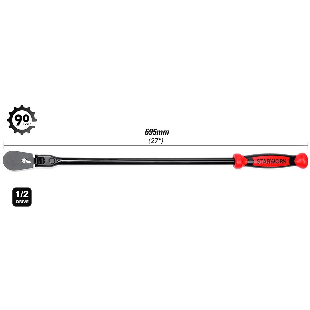 TRUE MECHANIC™ 1/2″ Dr. Dust-Proof Extra-Long Flex Ratchet, 27-3/8″ Length