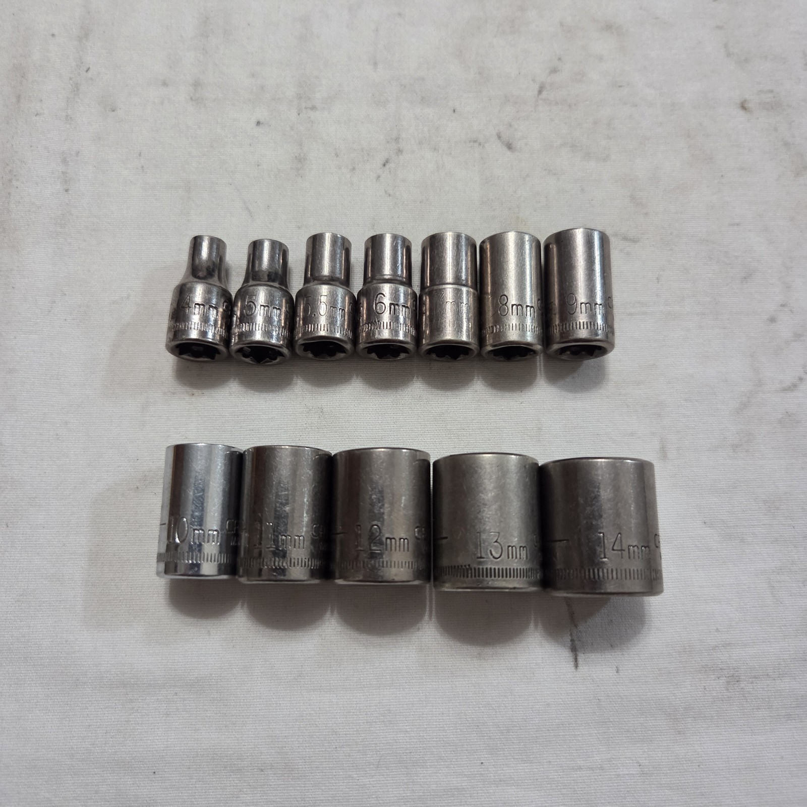 Craftsman 11pc Metric 4mm-14mm 6Pt Shallow Socket Set 1/4″ Drive G2,V Series USA