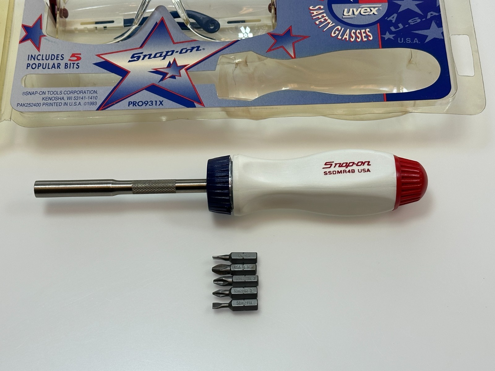 Snap-on Tools USA RARE RED WHITE BLUE Ratcheting Screwdriver, SSDMR4BRWB PRO931X