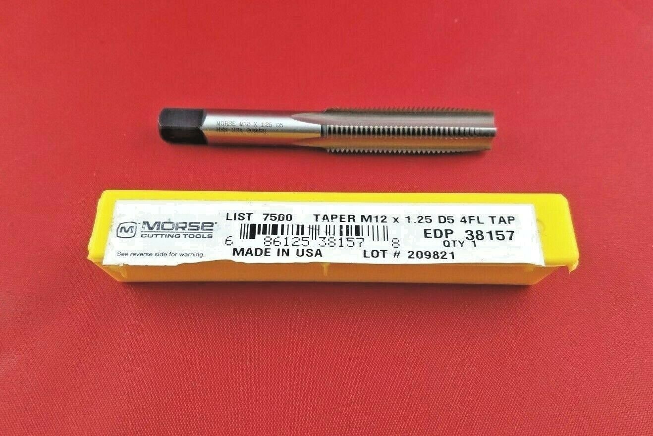 M12 X 1.25 Taper Tap 12MM HSS Morse MT3838157 Starter Tap 4FL RH D5 USA