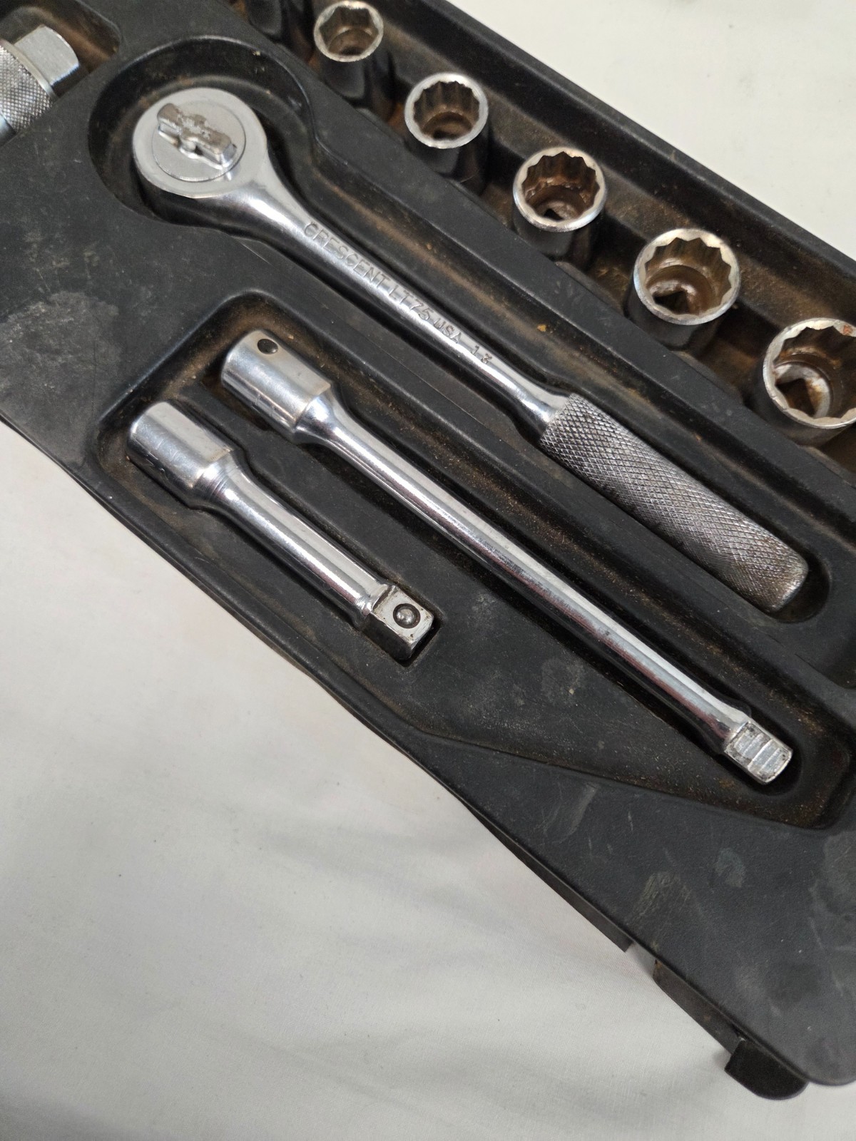 Crescent LT75 3/8″ Ratchet Chrome Made In USA Vintage 12 piece Set