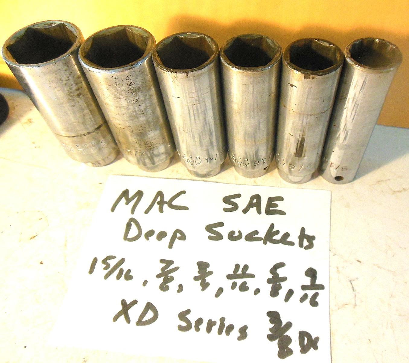 6 MAC 3/8″ Dr. SAE Deep Chrome Socket Set 15/16,7/8,3/4,11/16,5/8,9/16″ XD US