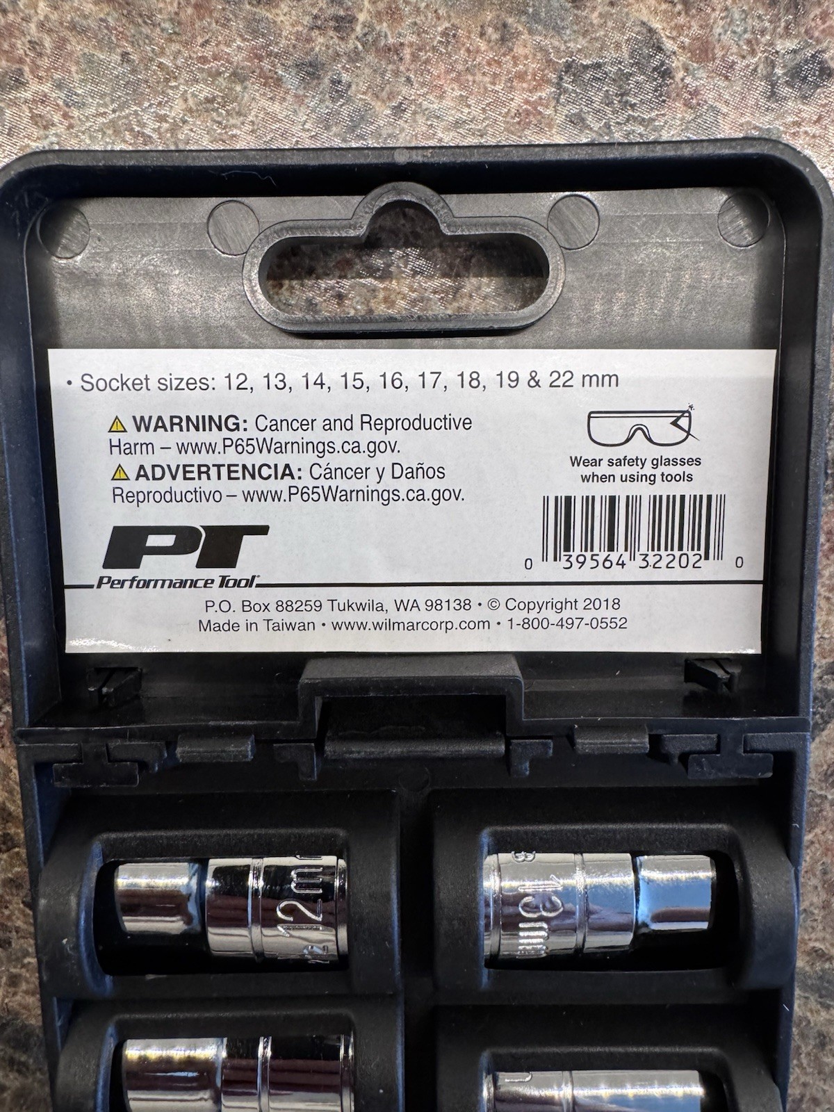 Performance Tool W32202 9 Pc Metric 1/2” Drive Socket Set NEW Factory Sealed