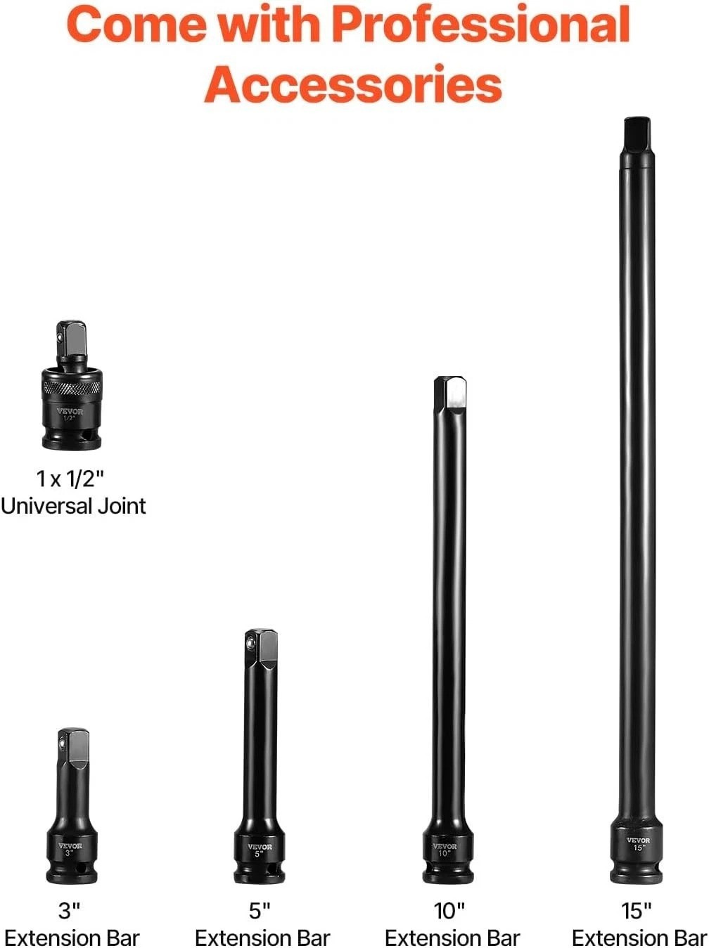 Impact Socket Set, 1/2 Inches 43 Piece Impact Sockets, 1/2 Inches Drive Socke…
