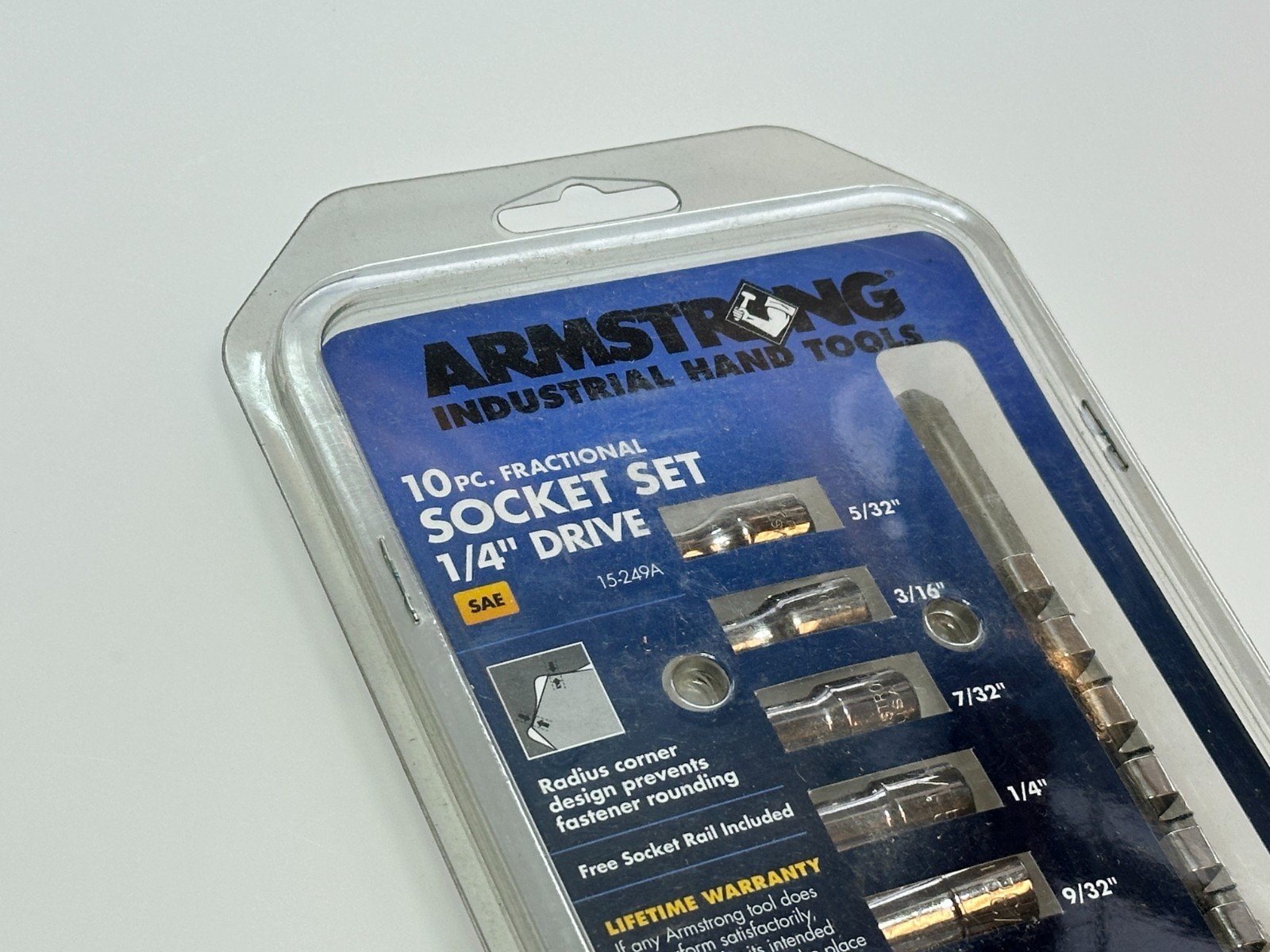 NEW Armstrong Tools USA 15-249A 10pc SAE Chrome Shallow Socket Set – 1/4” Drive