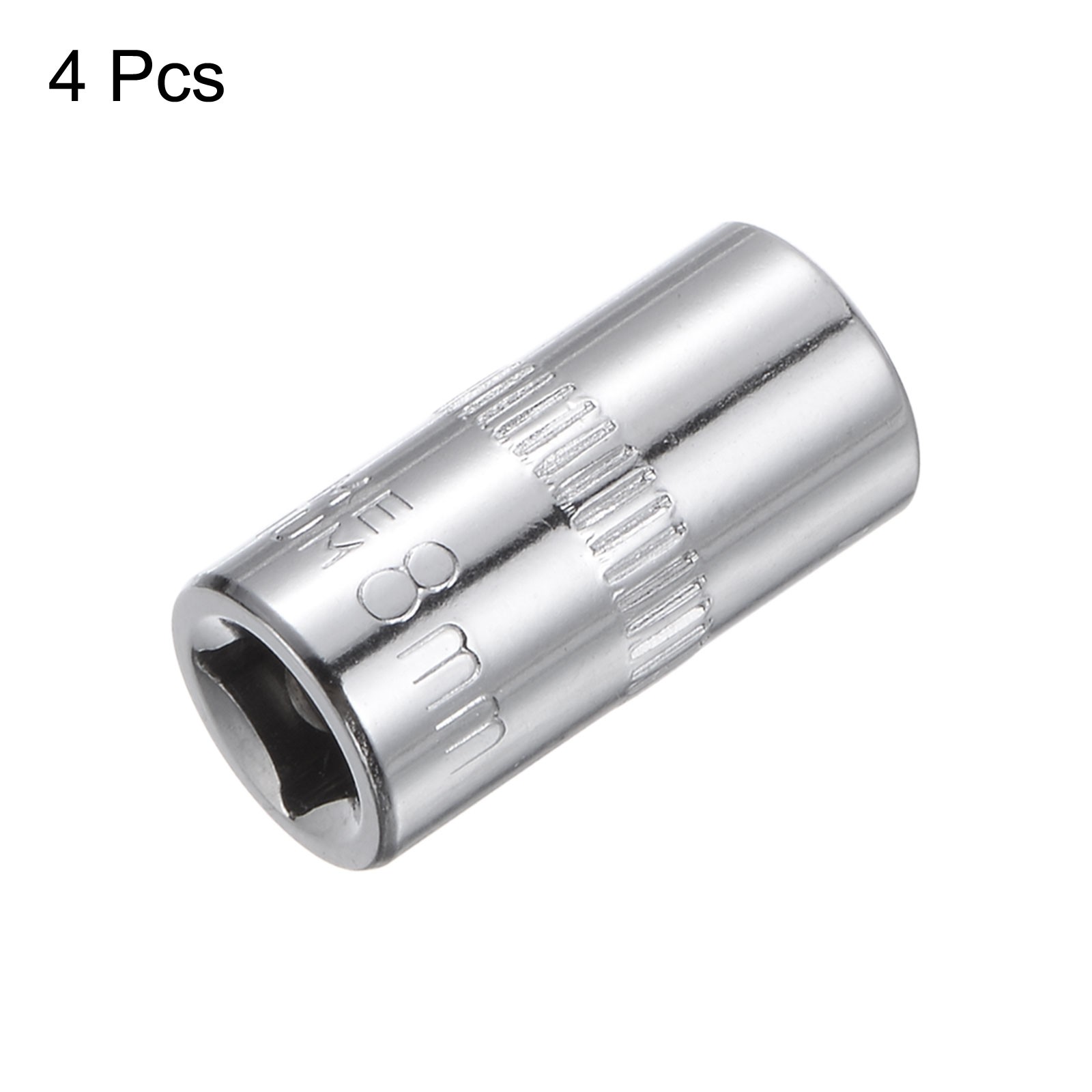 4Pack 1/4-inch Drive 8mm Steel Chrome Plated 6-Point Shallow Socket