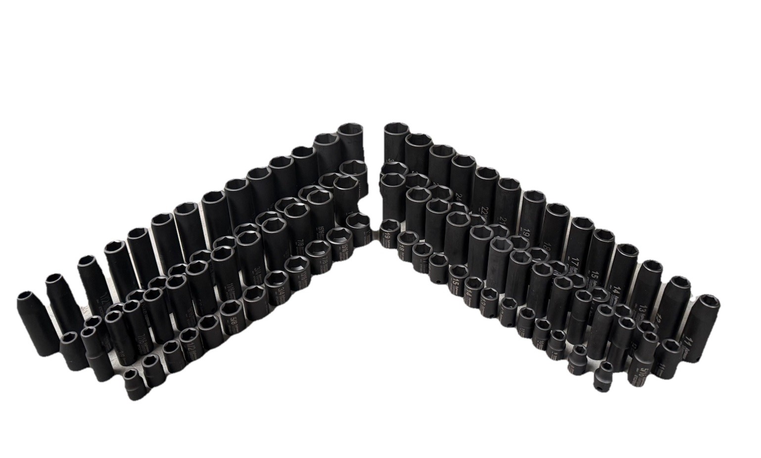 106 pc Six Point Impact Sockets SAE & Metric 3/8 & 1/2″ Drive Deep & Shallow Set