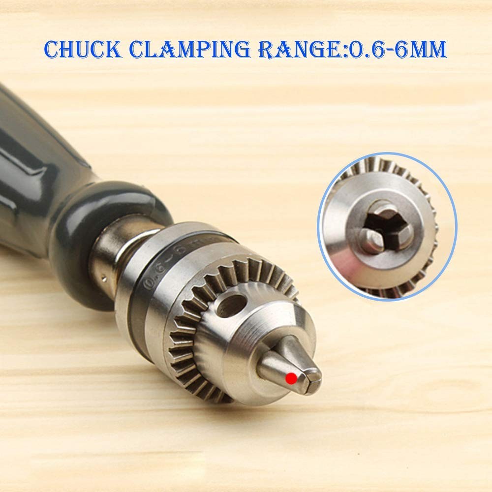 Hand Drill Bits Set 7 in 1 Manual Tool Pin Vises with Chuck Key & 5pcs Twist Dri