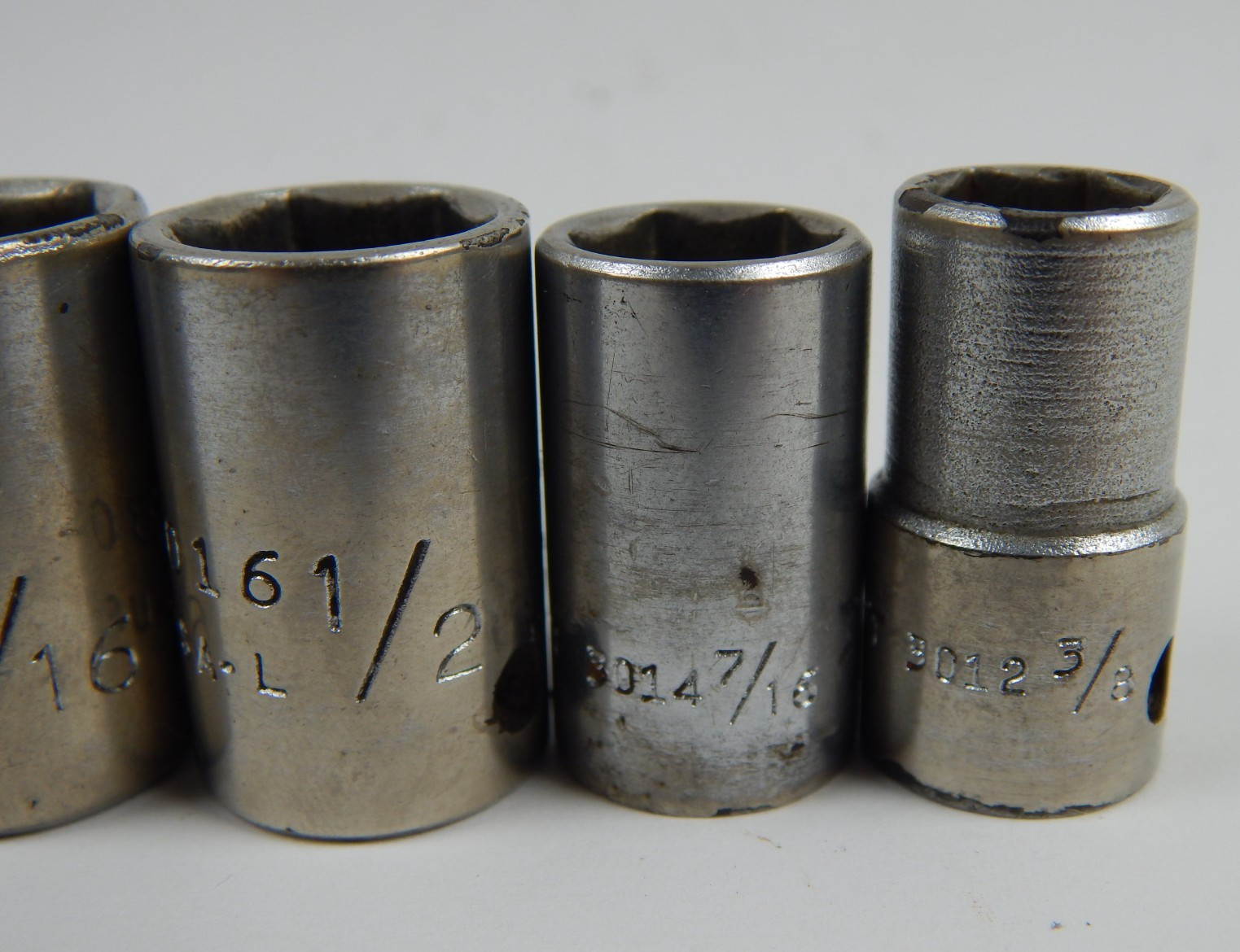 Vintage Wright Tools 3/8” Drive Shallow SAE Sockets 3/8″ to 7/8″ 3012 to 3128