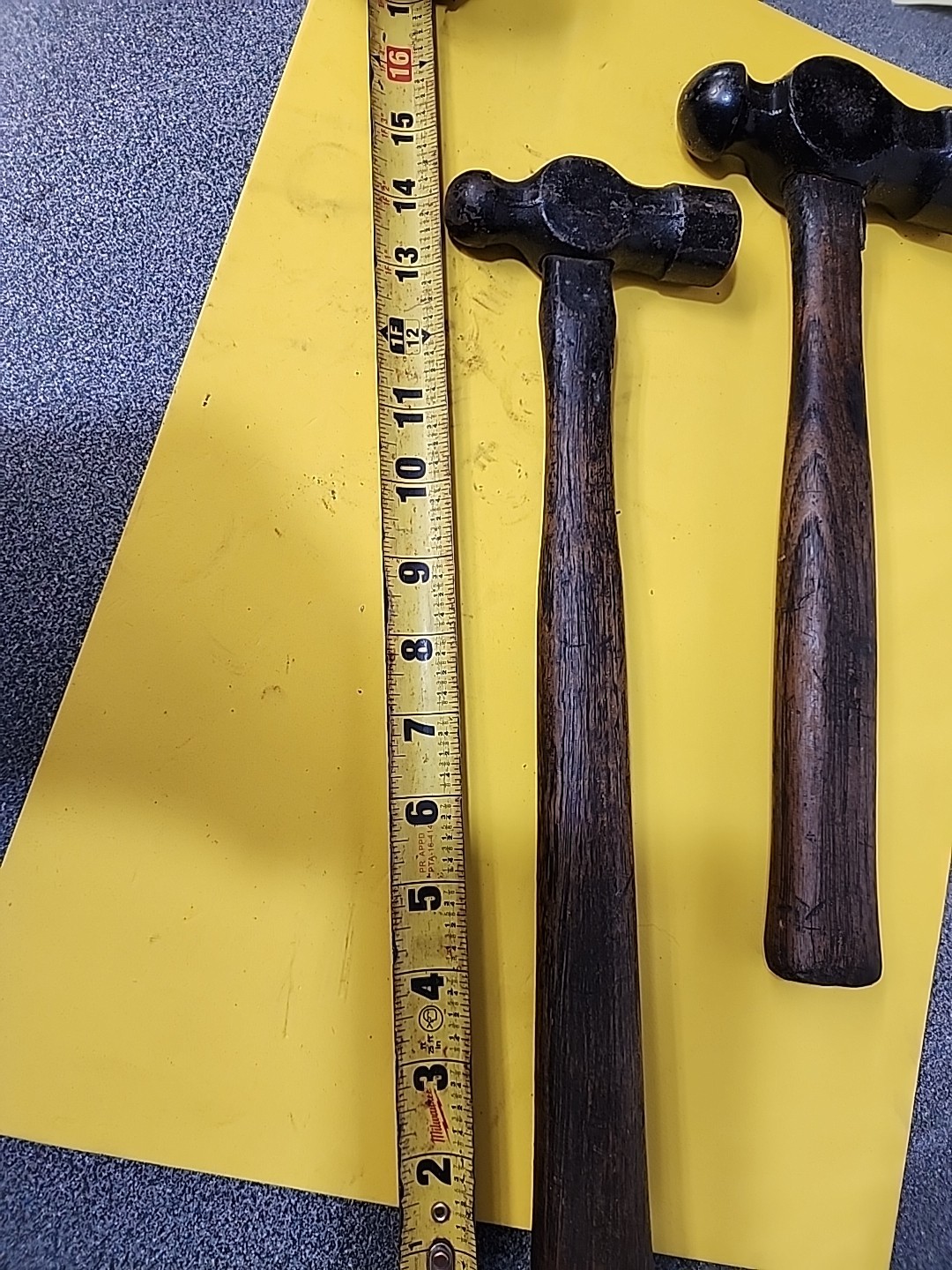 2-Vintage Ball Peen Hammers 24oz & 16oz. Original Handles (Actual Wt 36oz & 20oz