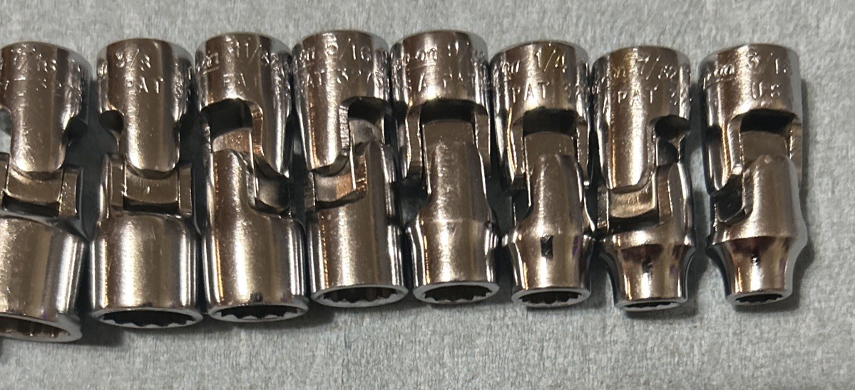 VTG Snap On 1/4 Dr 10pc TMU Swivel Flex Sockets 3/16” Thru 9/16” 12pt USA