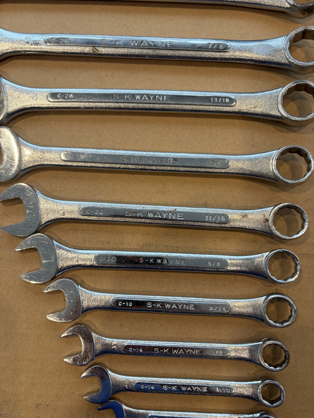 SK-Wayne 12 Piece Combination Wrench Set Vintage 1960s – SAE 1/4″ thru 15/16