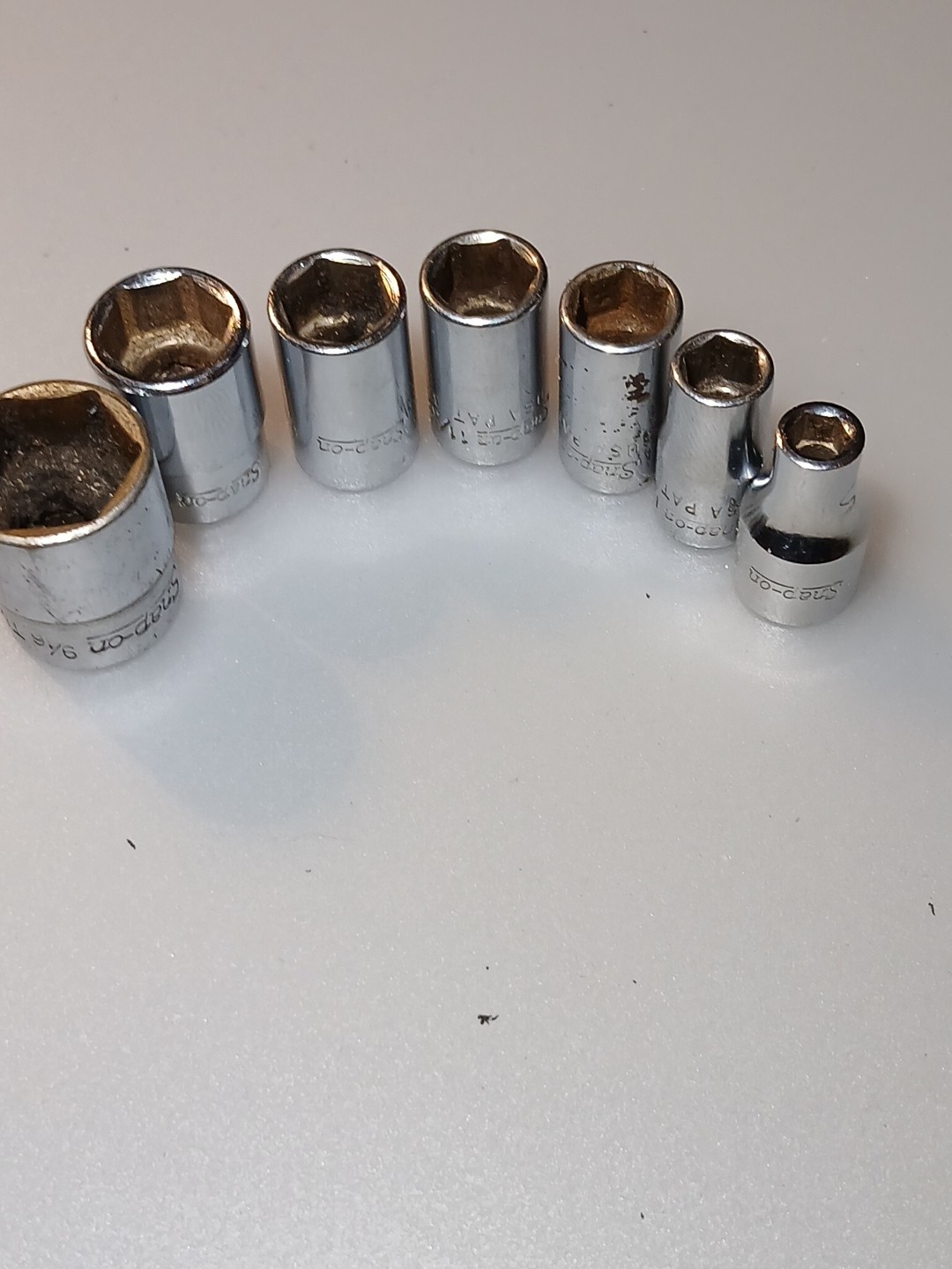 7pc Snap On 1/4 Dr Sae Set Standard Chrome Short 6pt 3/16-7/16 Flank Drive