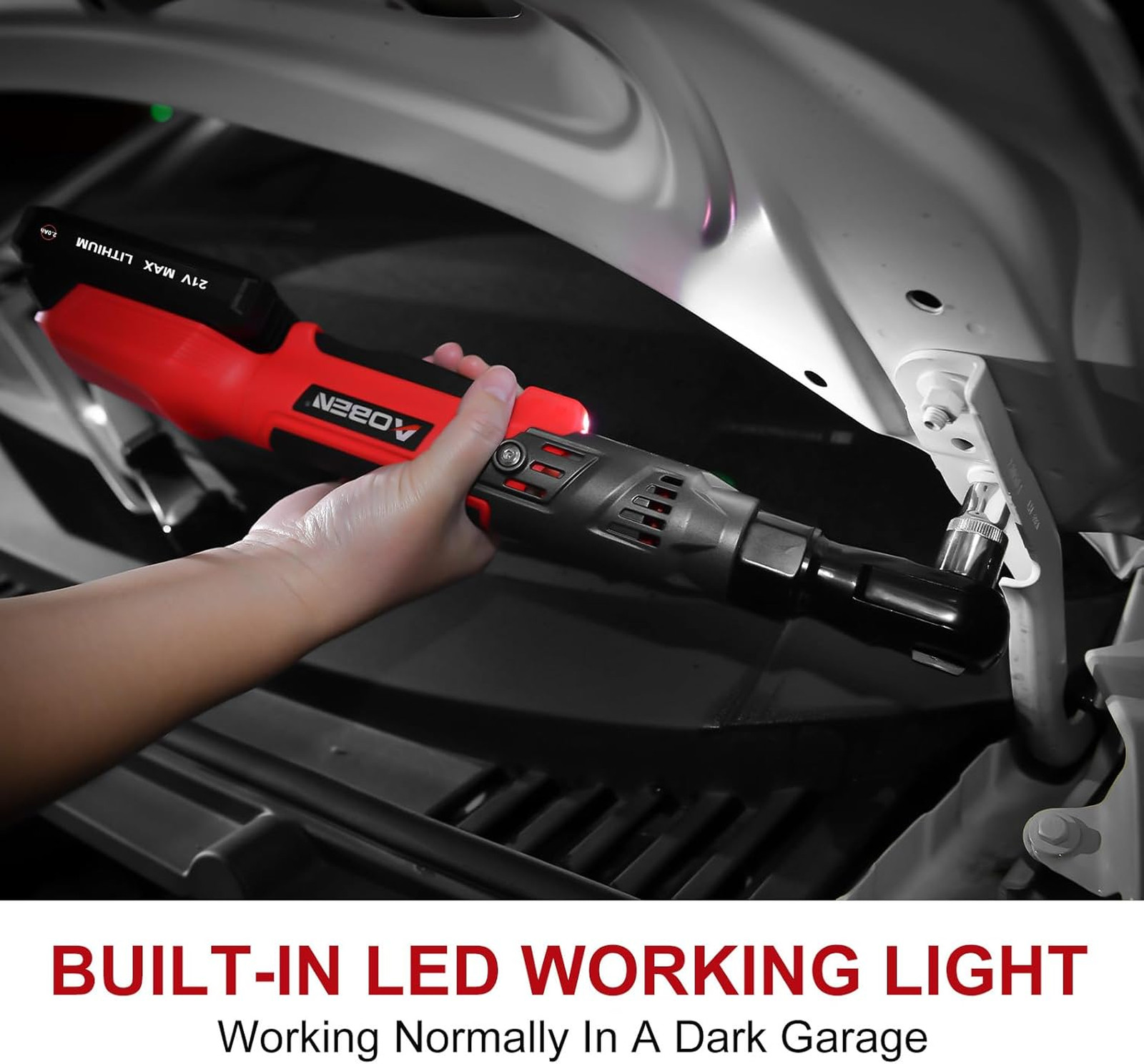 21V 3/8″ Cordless Ratchet Wrench Kit-74 Ft-lbs Brushless Electric Power Ratchet