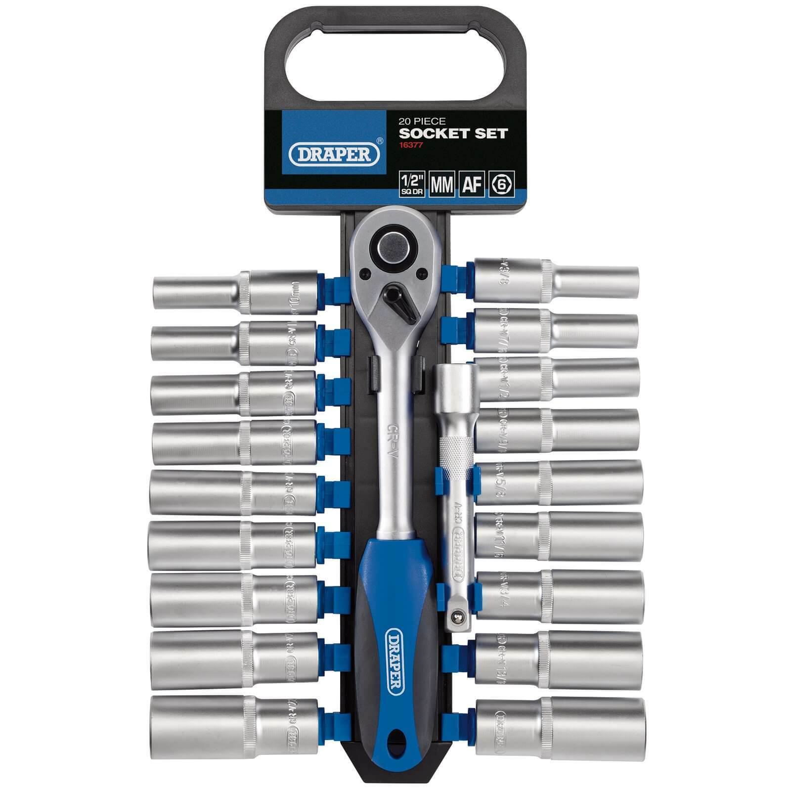 Draper 20 Piece 1/2″ Drive Deep Hex Socket Set Metric and Imperial
