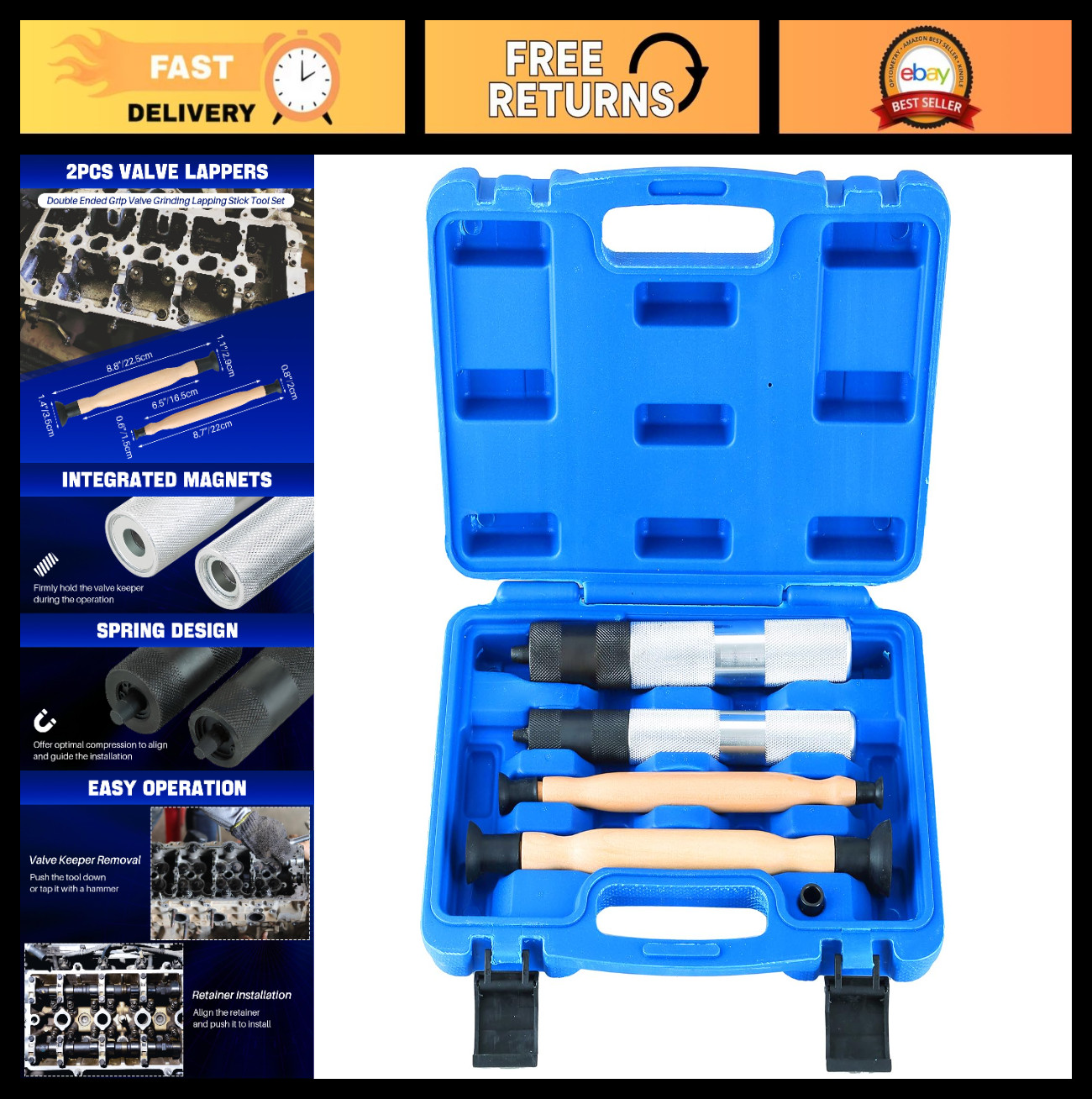 Valve Spring Keeper Remover Installer Kit & Valve Grinding Lapping Tool Set
