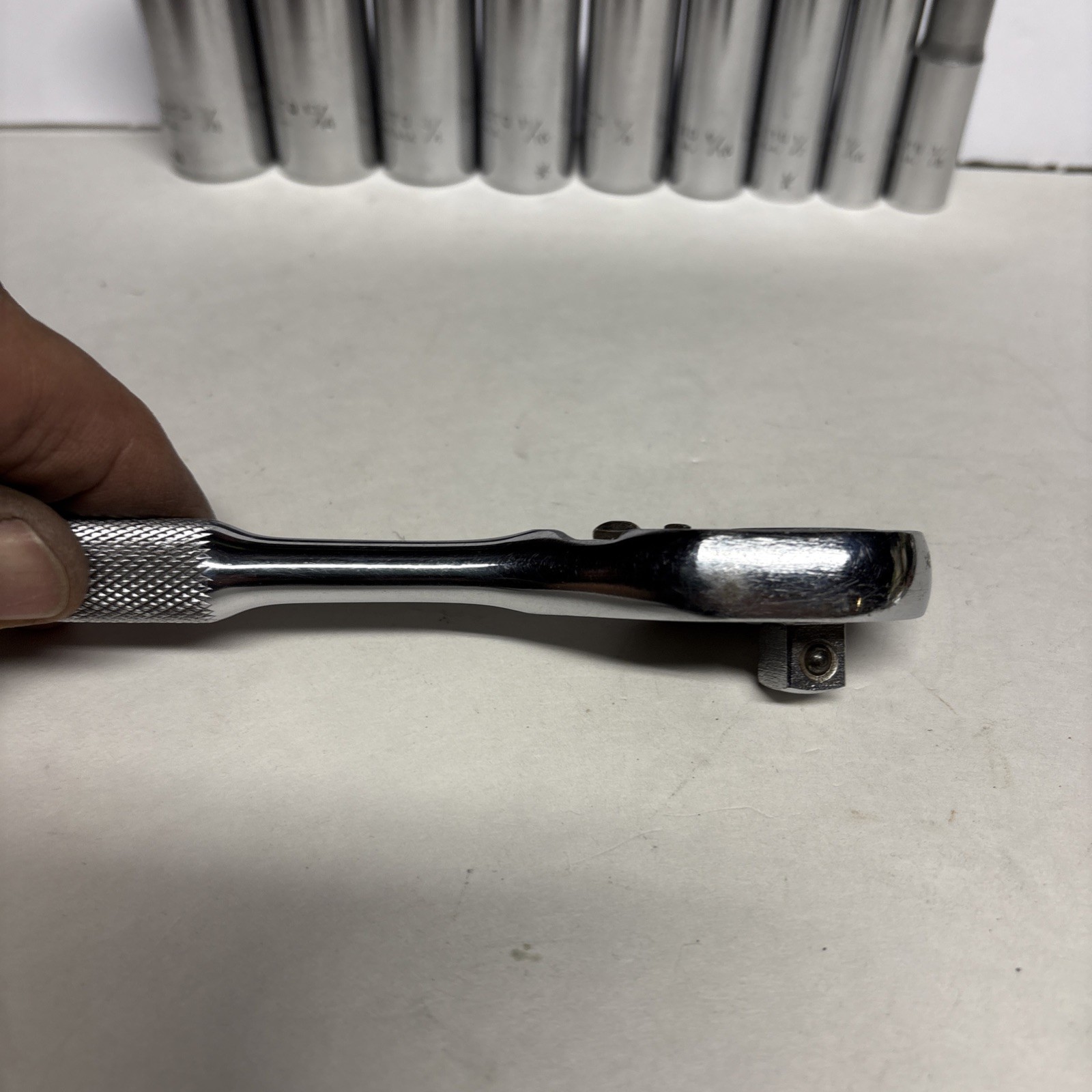 PROTO 3/8” Ratchet No. 5249 & PROTO 9 Piece 3/8” Drive Deep 12pt. Sockets U.S.A.