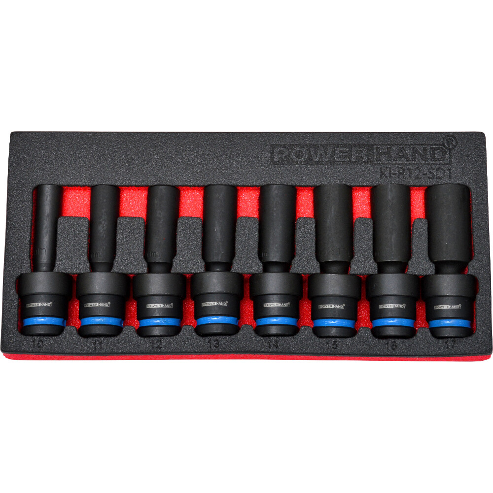 1/2″ Drive Deep Swivel Impact Socket Set 8 Pieces 10 to 17mm Powerhand KI-R12…