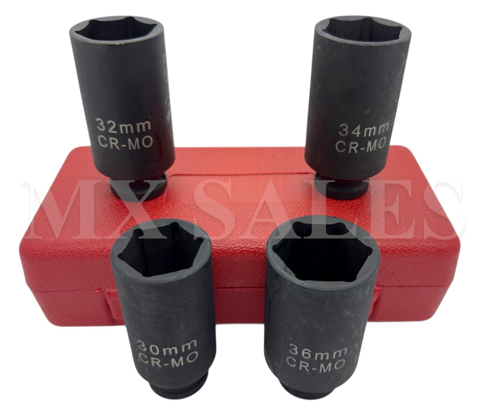 4Pc 1/2″ Drive 2-1/2″ Deep Spindle Axle Nut Socket Set 30mm 32mm 34mm 36mm