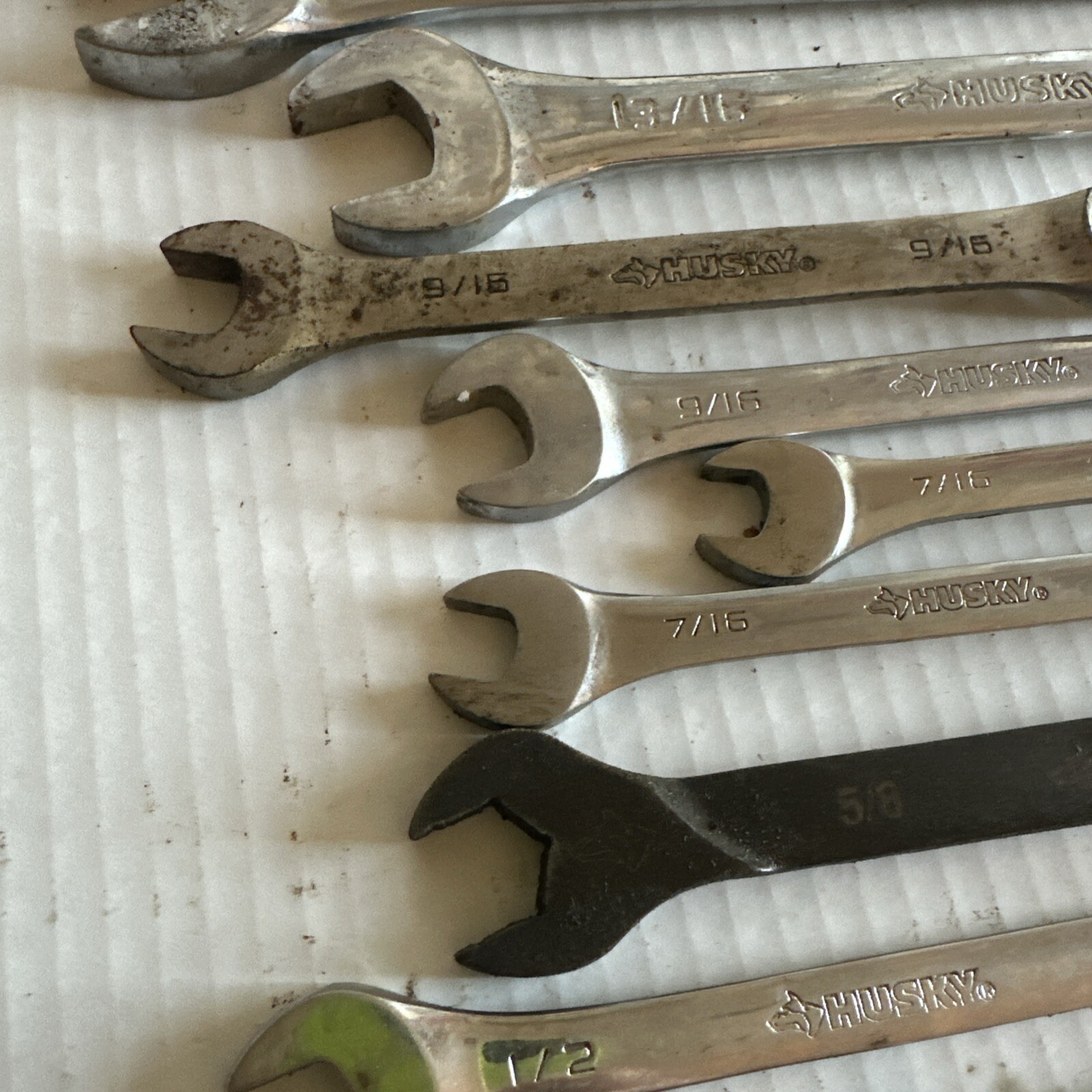 lot of 9 Husky wrenches Standard various sizes forged in U.S.A. drop steel VGC