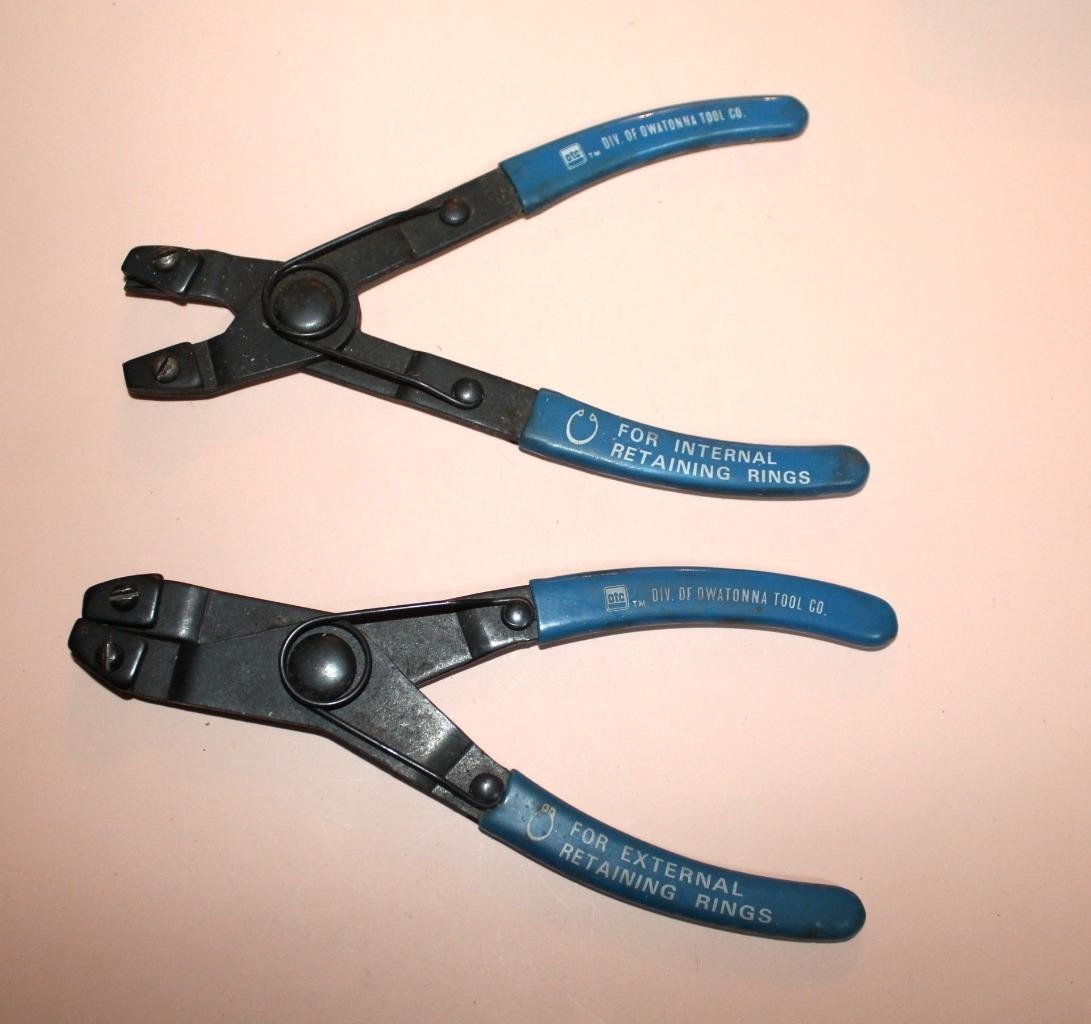 2pc Set Lot OTC Retaining Ring Pliers with Box of Asst Tips