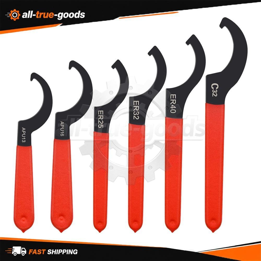 6x Coilover Spanner Wrench Set Adjustable C-Shape Shock Spanner Hook Wrench Tool