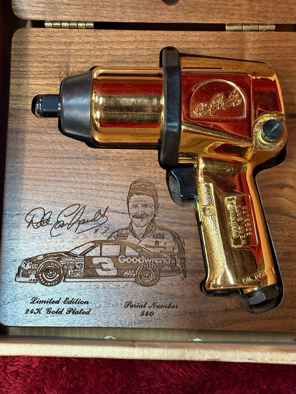 Mac Tools Dale Earnhardt 24K Gold Plated AW434 Air Wrench #540 Ltd Ed NASCAR