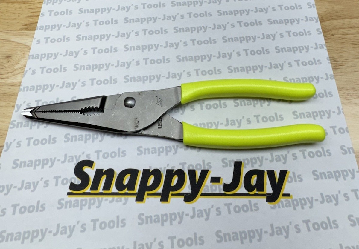Snap-on Tools USA NEW HI-VIZ 9″ Soft Grip Long Nose Slip Joint Pliers LN47ACF